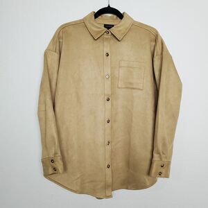 J. Jill Wearever Collection Womens Shirt Jacket Shacket Size S Faux Suede